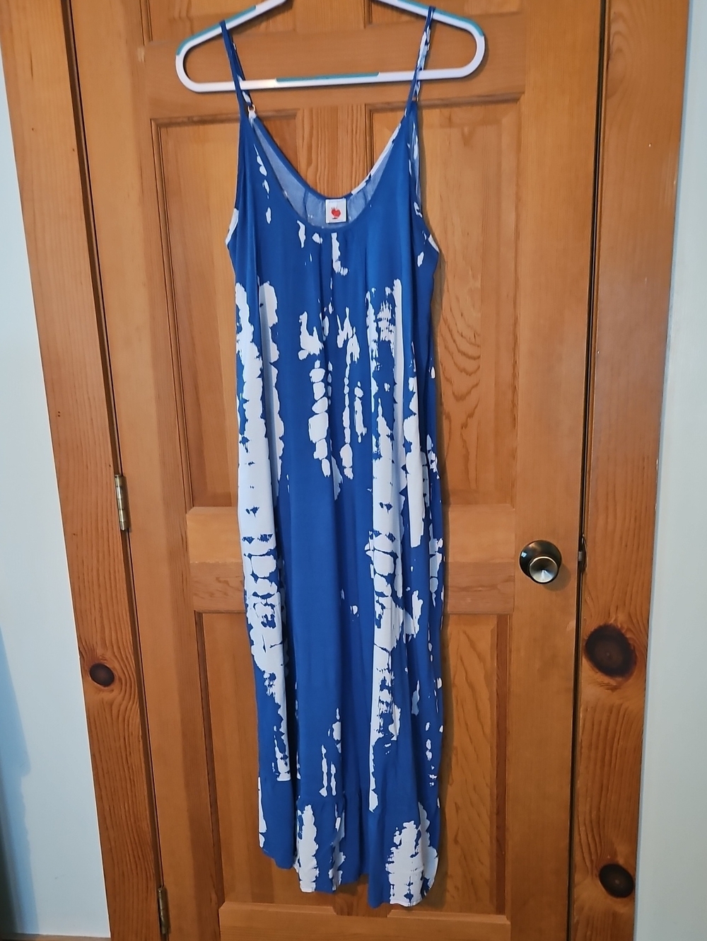 Blue and White Tie-Dye Maxi Dress - Comfortable Summer Slip Dress